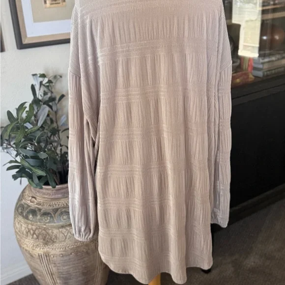 Free People Beige Button Down Shirt- Oversized Size L - Picture 5 of 6